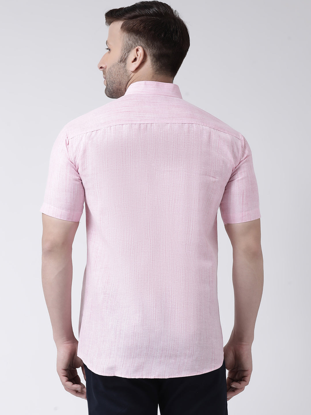RIAG Pink Men's Chinese Collar Half Sleeves Shirt