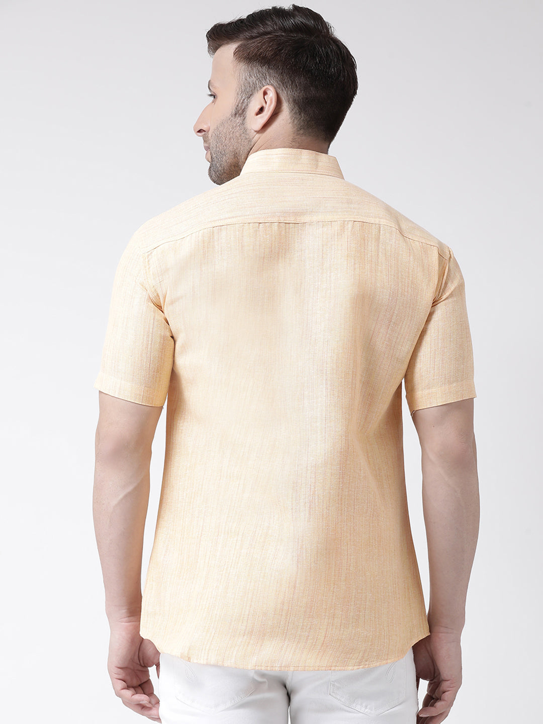 RIAG Beige Men's Chinese Collar Half Sleeves Shirt