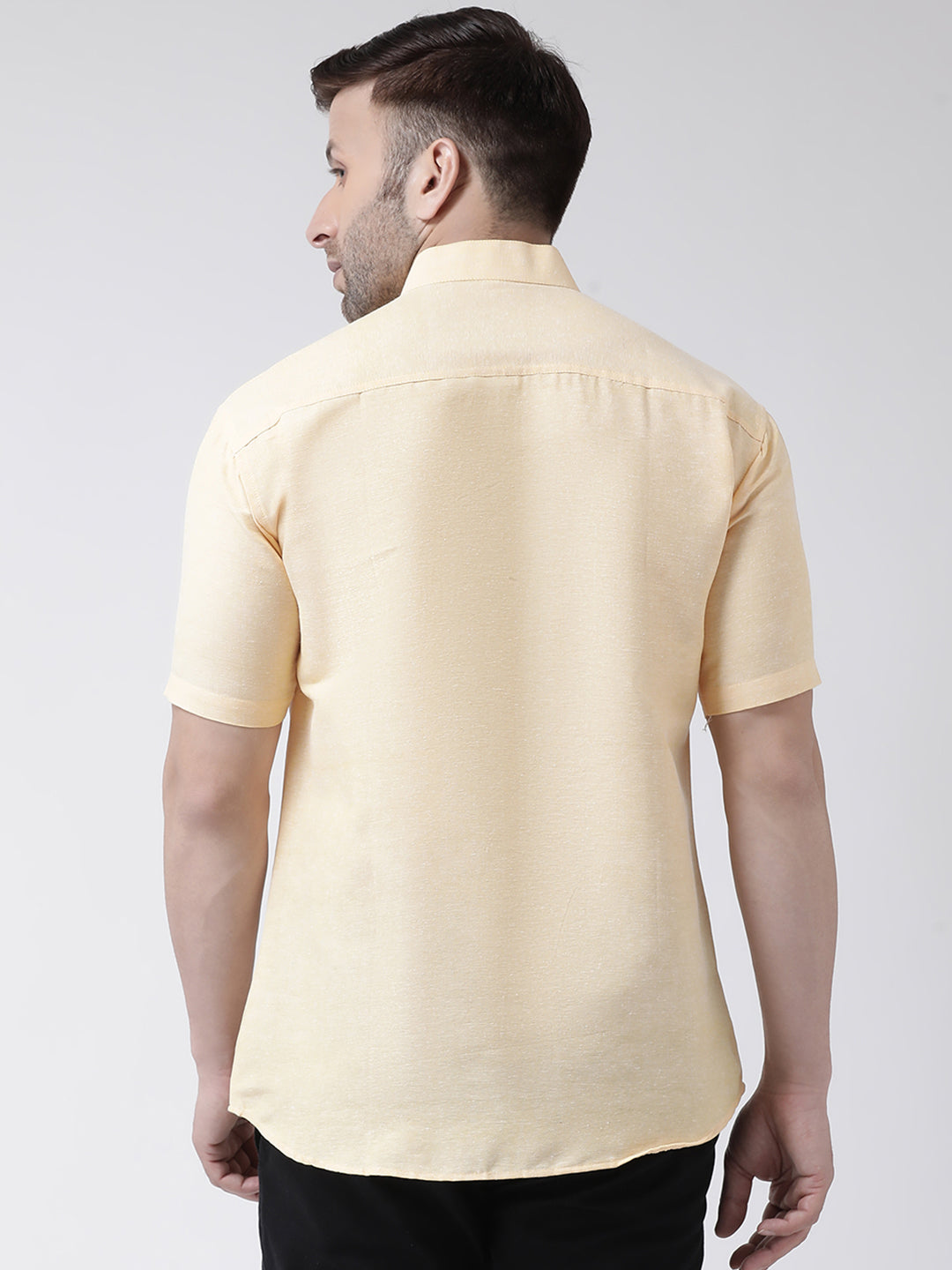 RIAG Beige Men's Chinese Collar Half Sleeves Shirt