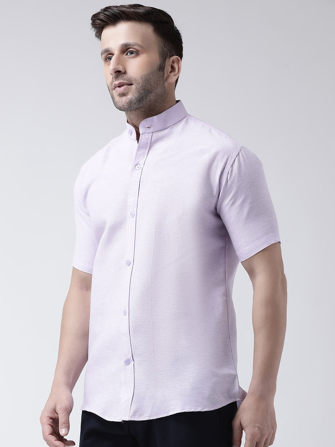 RIAG Violet Men's Chinese Collar Half Sleeves Shirt