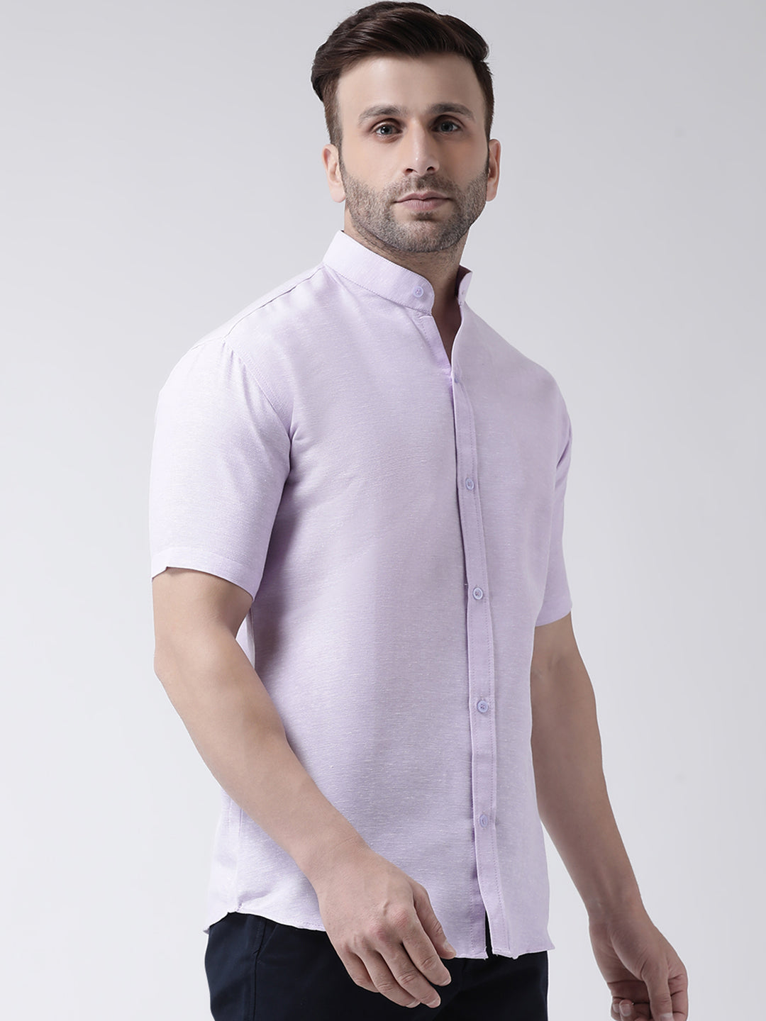 RIAG Violet Men's Chinese Collar Half Sleeves Shirt