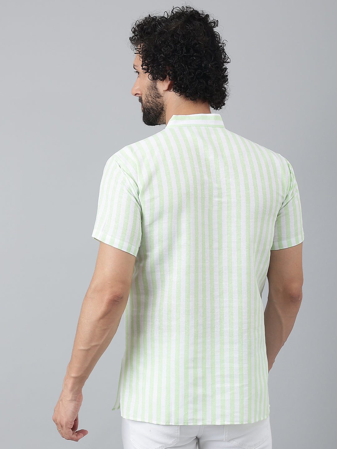RIAG Green Color Short Sleeves Casual Men's Cotton Short Kurta