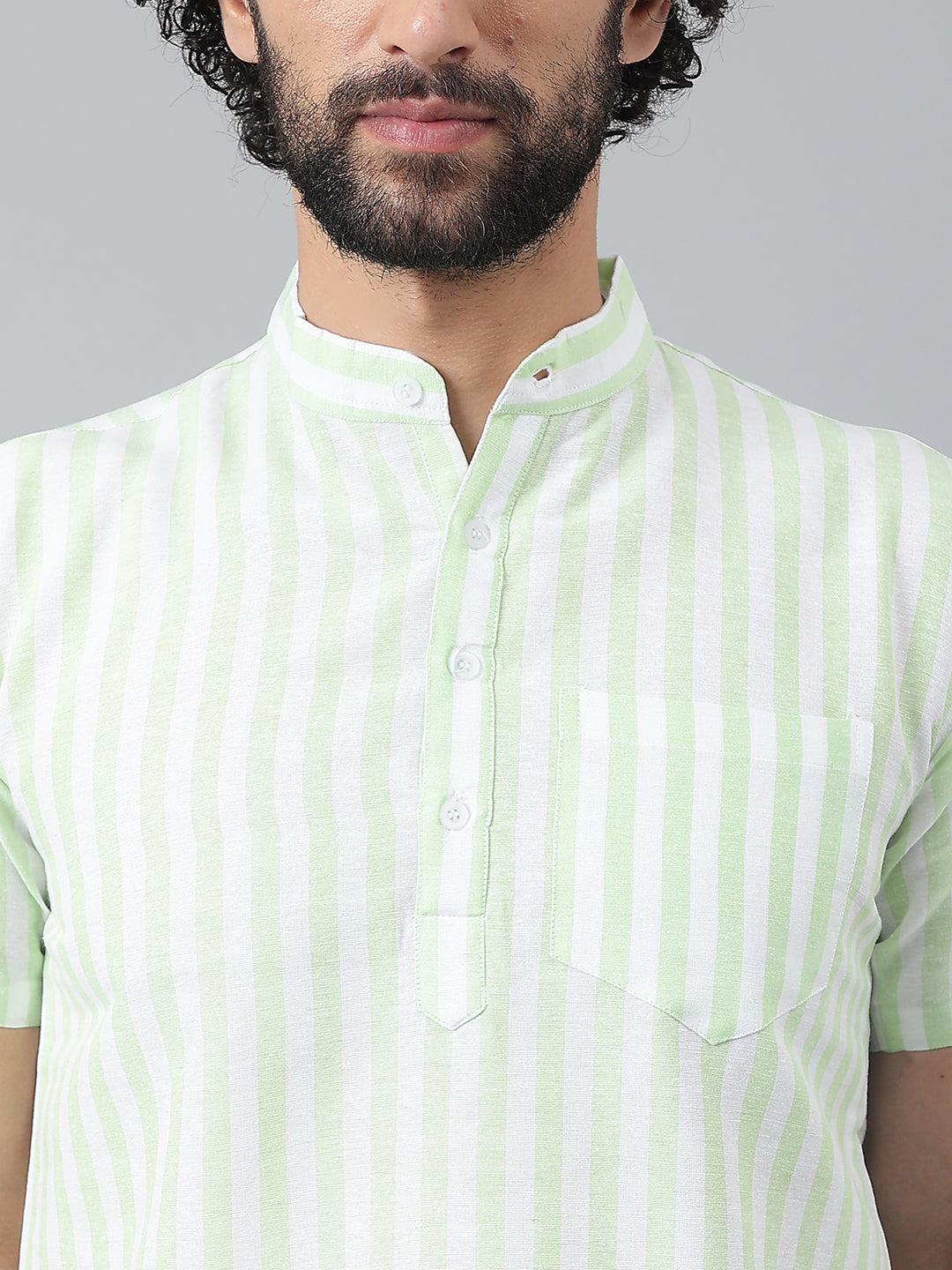 RIAG Green Color Short Sleeves Casual Men's Cotton Short Kurta