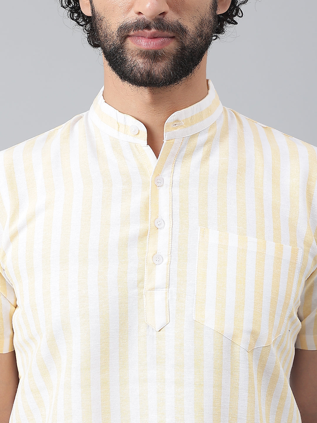 RIAG Beige Color Short Sleeves Casual Men's Cotton Short Kurta