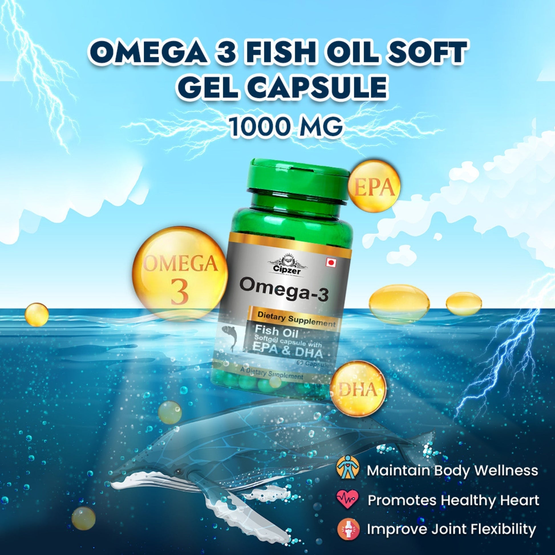 Cipzer Omega 3 Fish Oil Softgel Capsules 
