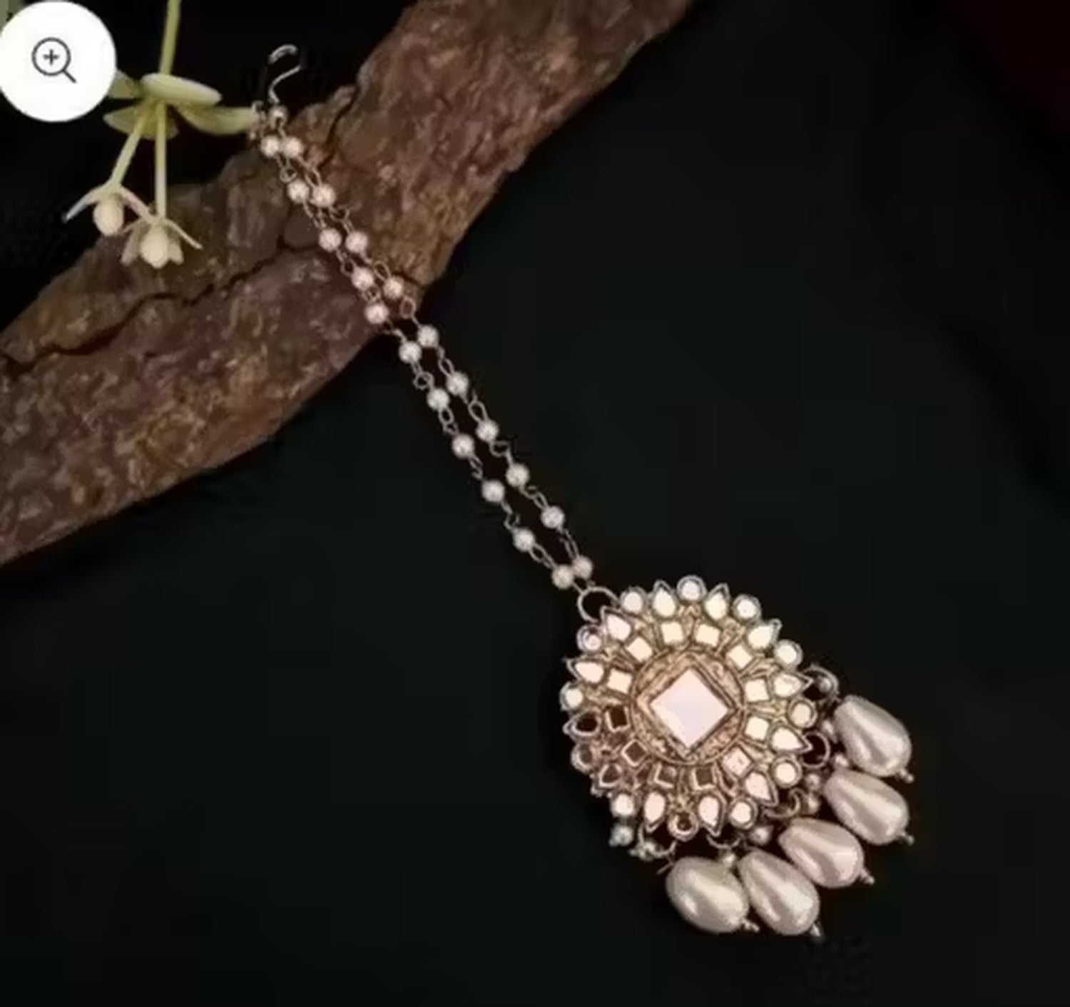 Jewel City Traditional Handcrafted Kundan Pearl Jhumka Drop Earrings And Maang Tikka Set