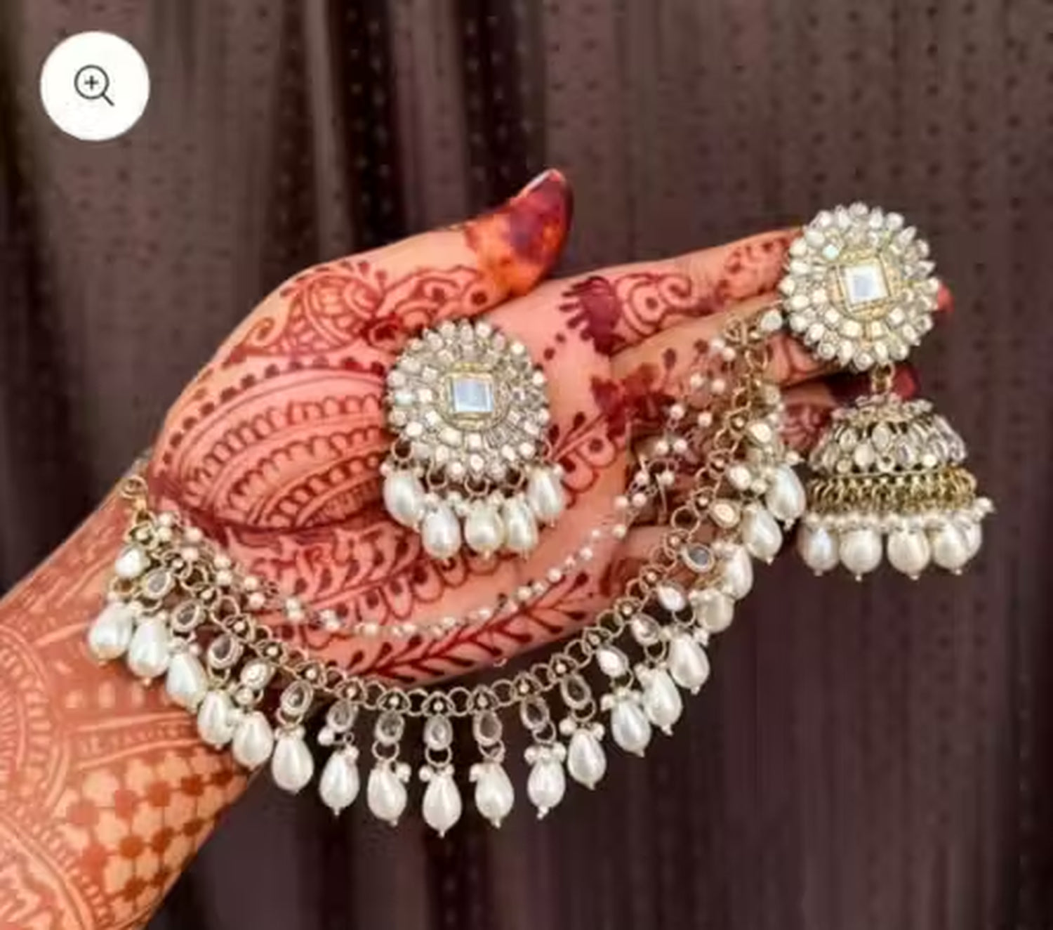 Jewel City Traditional Handcrafted Kundan Pearl Jhumka Drop Earrings And Maang Tikka Set