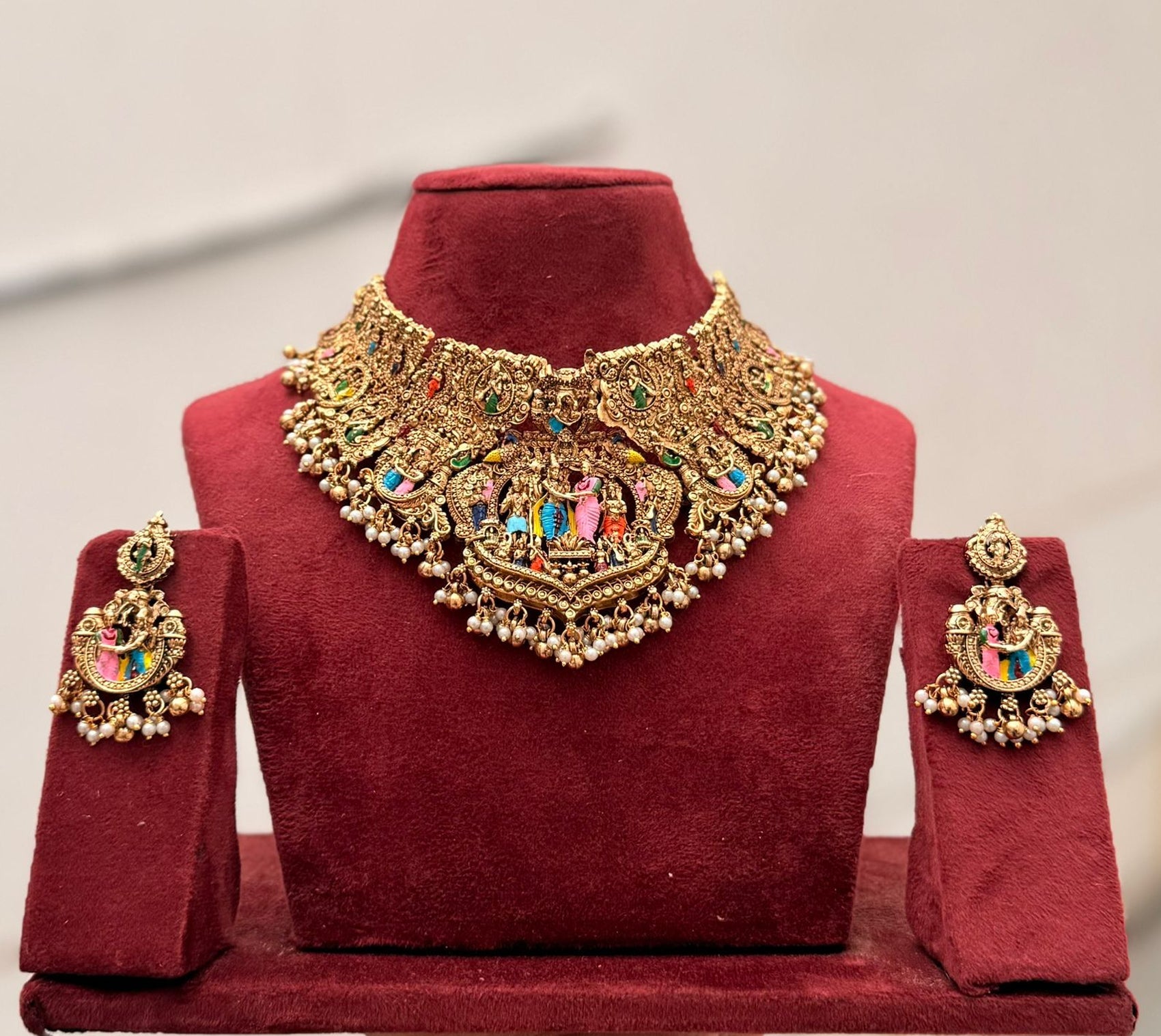 Jewel City Handcrafted Temple Jewellery: Intricate Gold-Plated Choker Set
