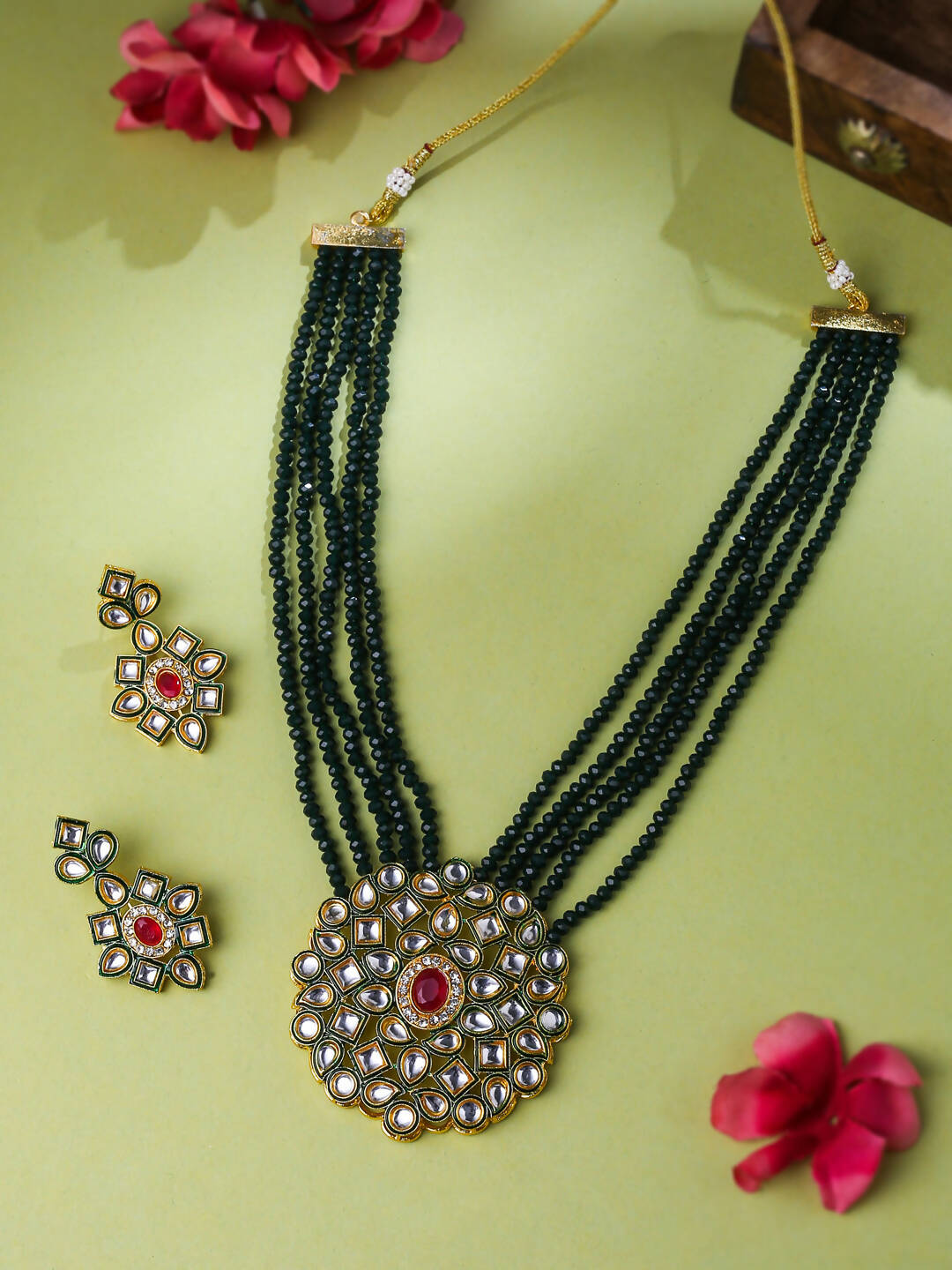 NVR Women Gold Plated Kundan Studded Jewellery Set - Grab2buy