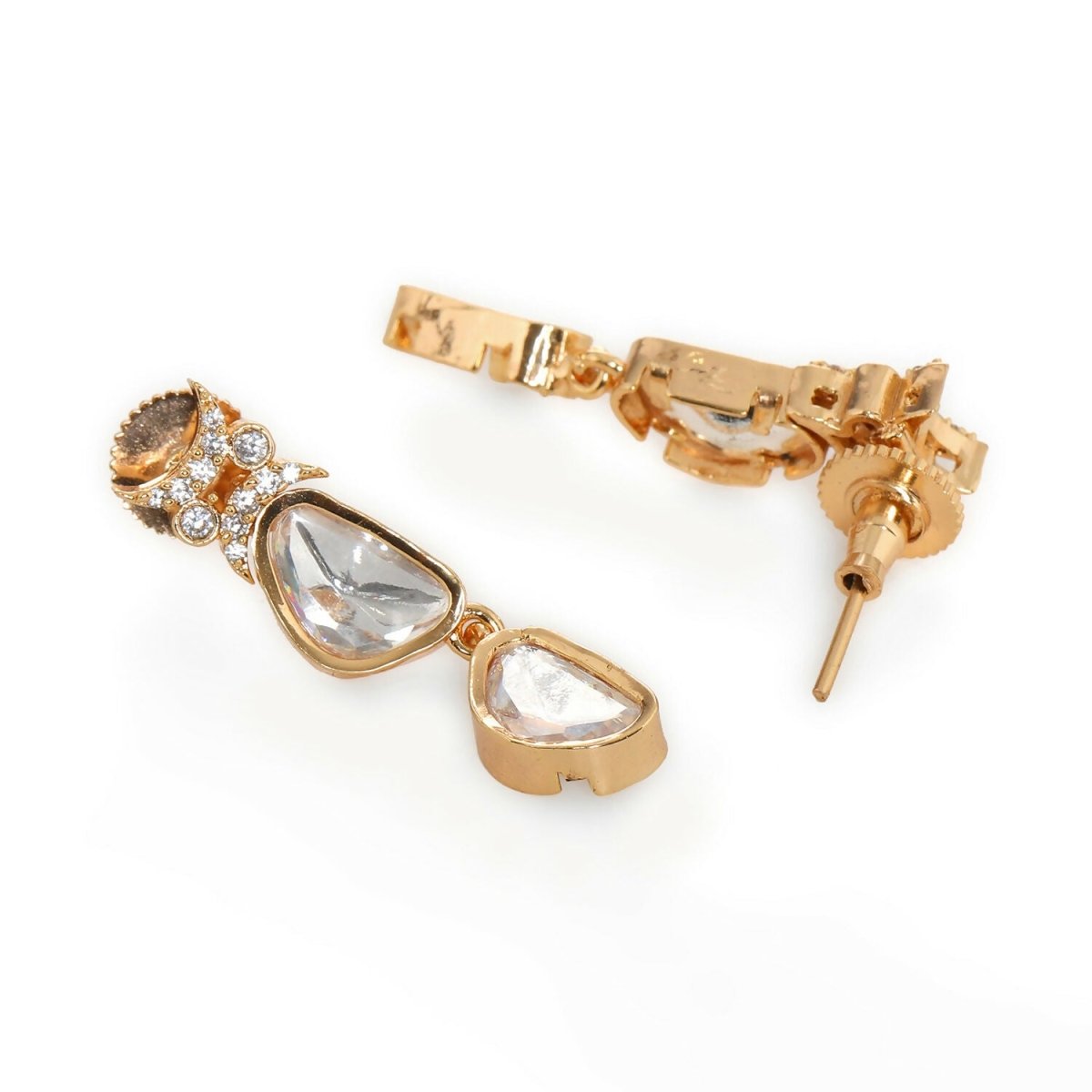 Ambi Diamond and Gold Earrings (Gold) - Ruby Raang - Grab2buy