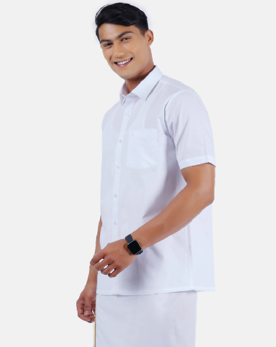 Ramraj Cotton Mens 100% Cotton Half Sleeve White Shirt 
