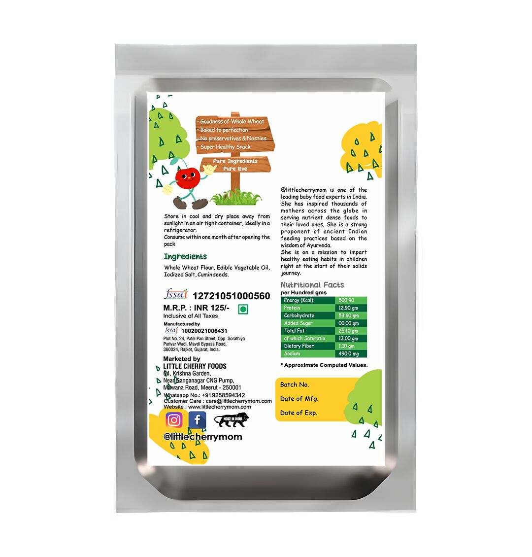 Littlecherrymom Whole Wheat Khakhra ?Jeera | Swadesiicart