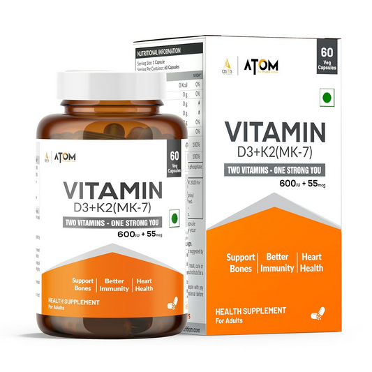 As-It-Is Atom Vitamin D3 & K2 (Mk-7) Veg Capsules 