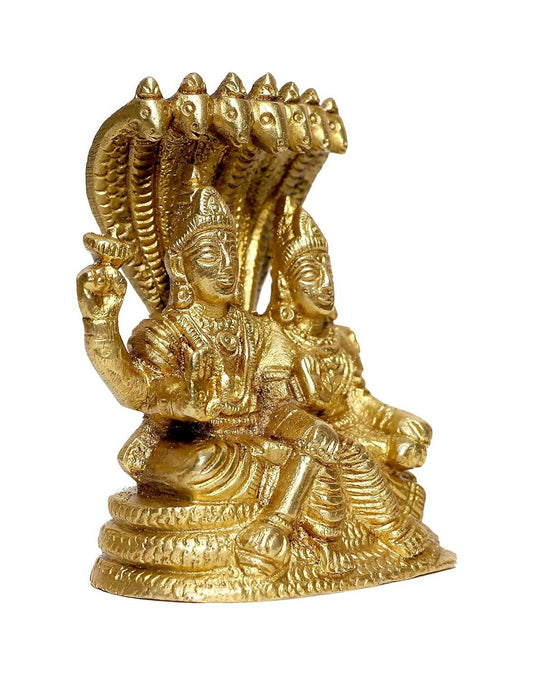 P.J.Handicrafts Brass Metal Statue Of Vishnu Ji With Laxmi - Grab2buy