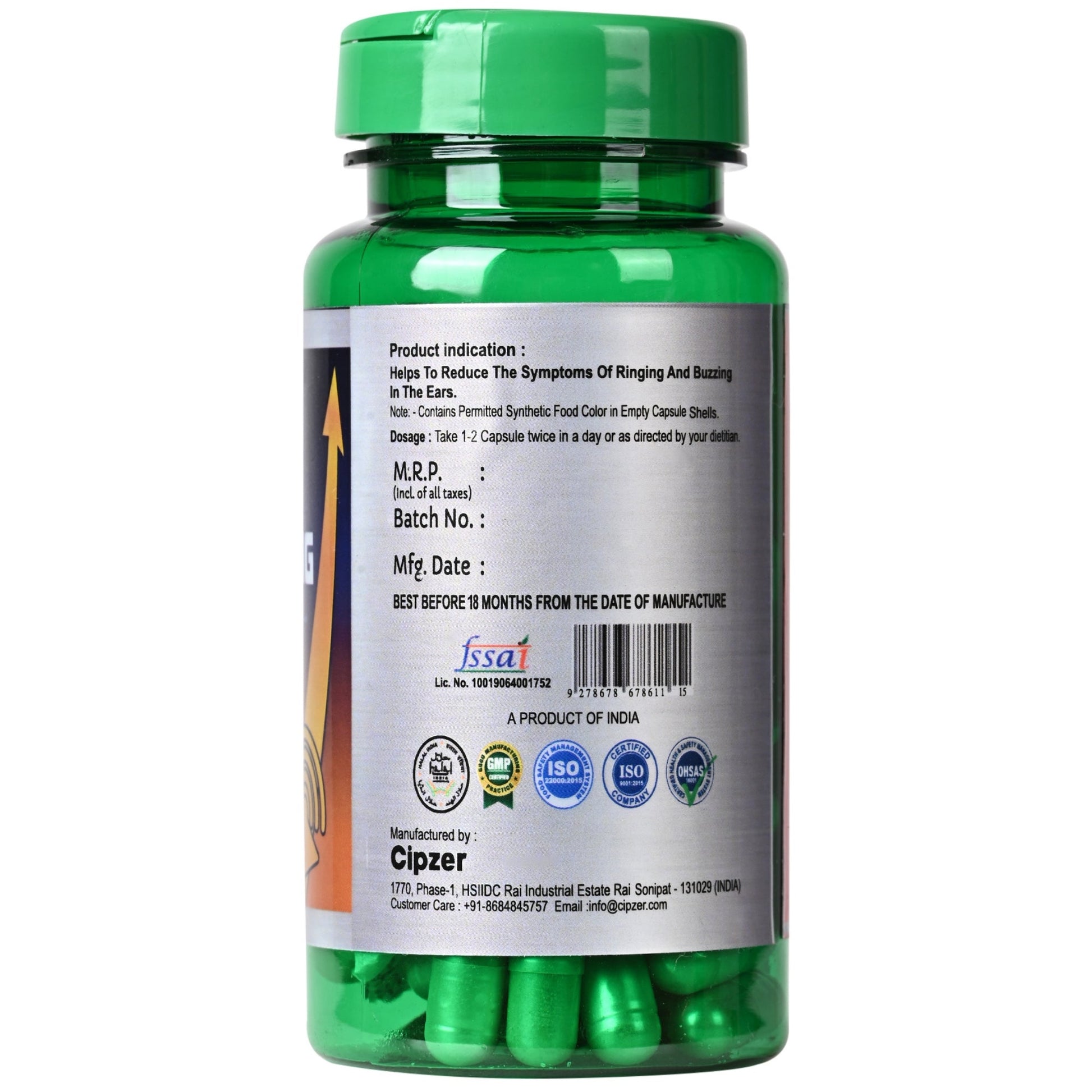 Cipzer Tinnitus Ear Ringing Support Capsules 