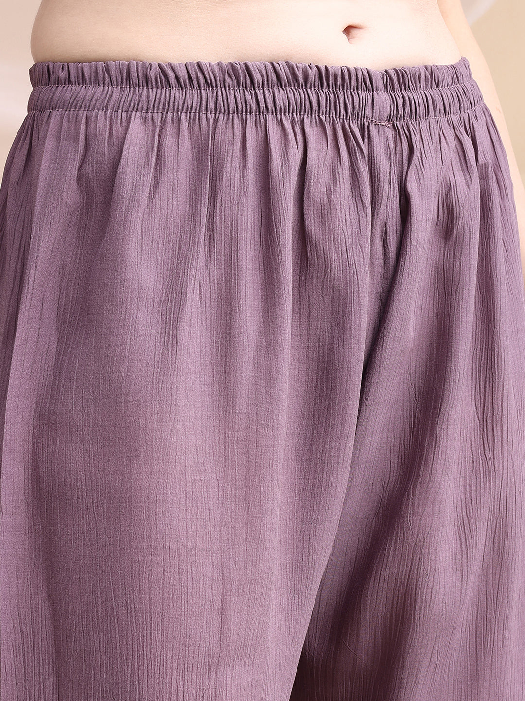 Hand Embroidered & Painted Kurta With Pant, Lavender - Hiral Fashion