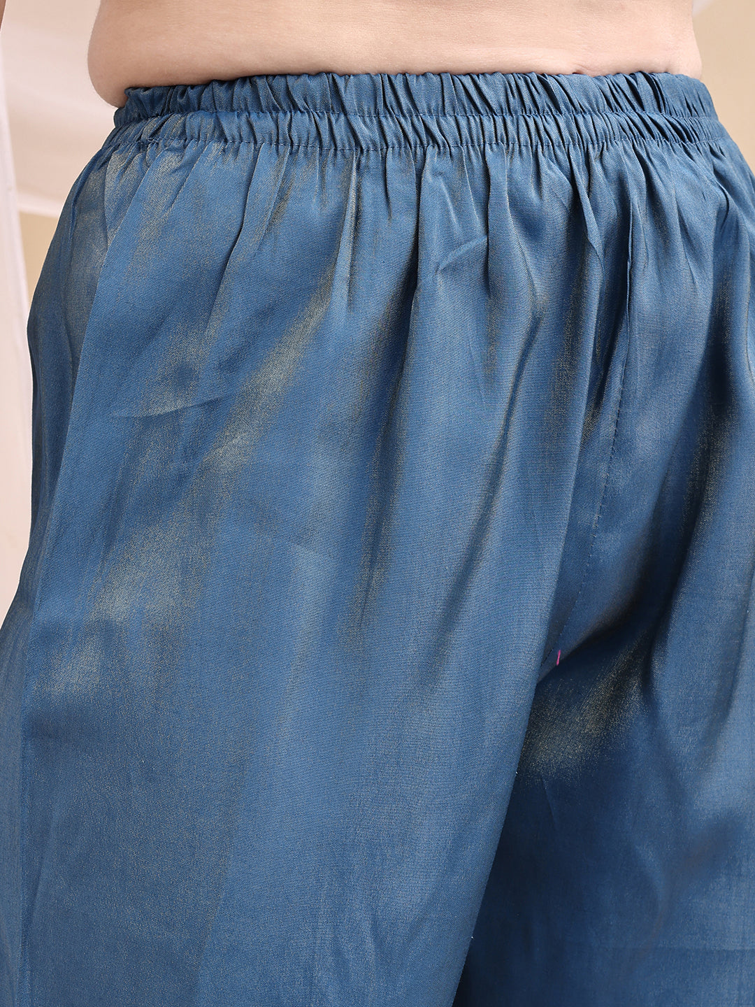 Hand Embroidered Anarkali Kurta With Pant & Embroidered Dupatta, Blue - Hiral Fashion