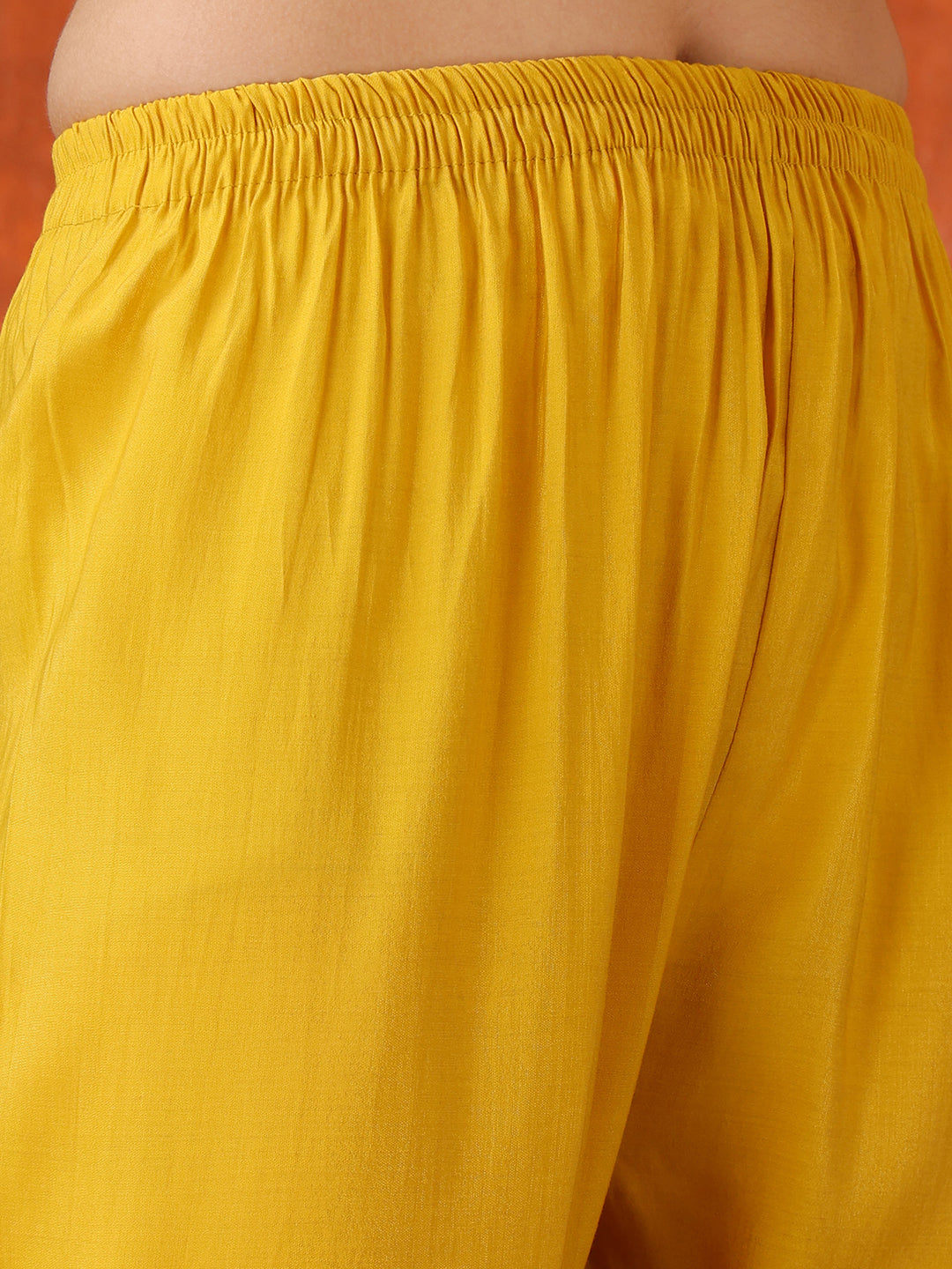 Sequin Embroidered Kurta With Pant & Embroidered Organza Dupatta, Yellow - Hiral Fashion
