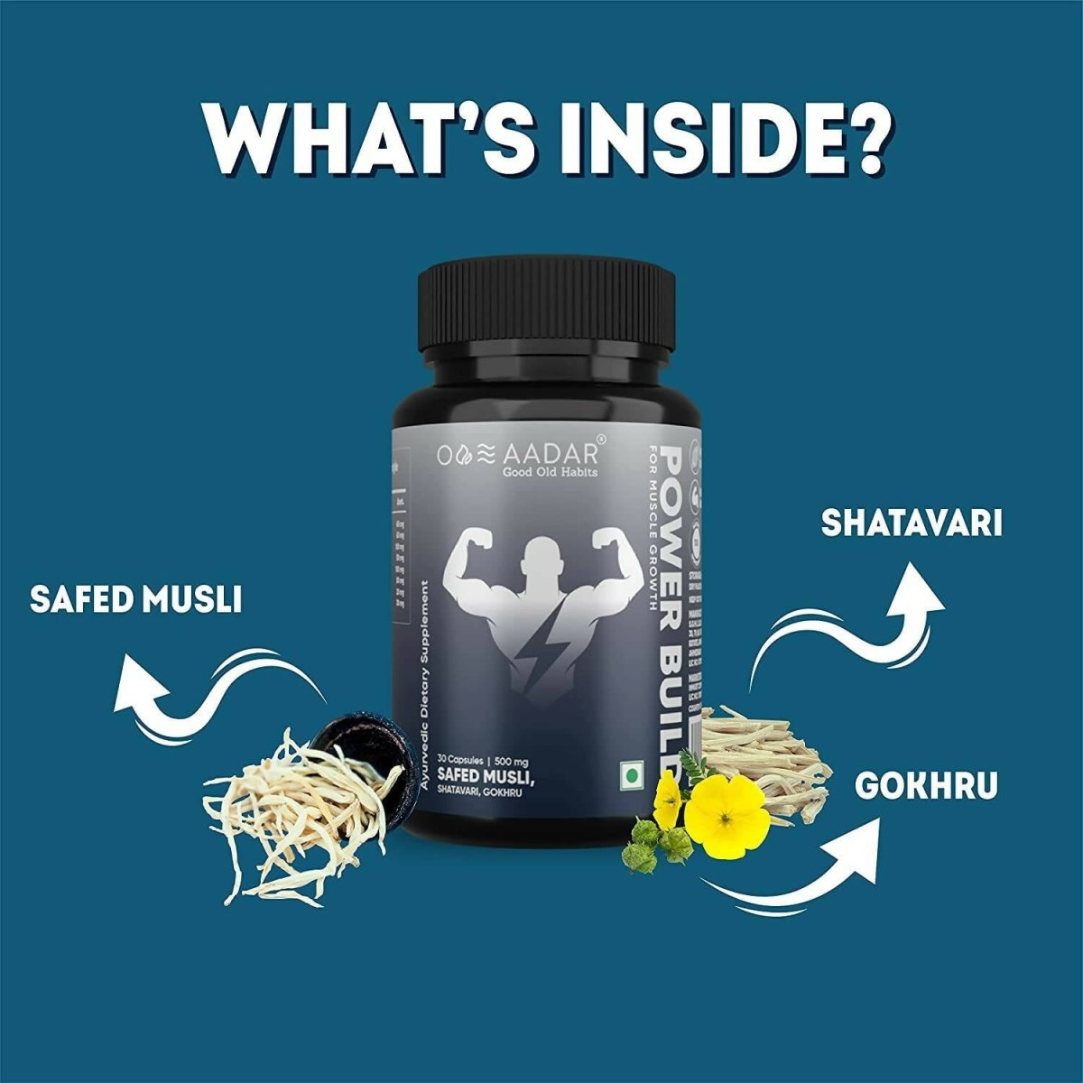 Aadar Power Build Safed Musli, Gokhru, Shatavari Capsules - Grab2buy