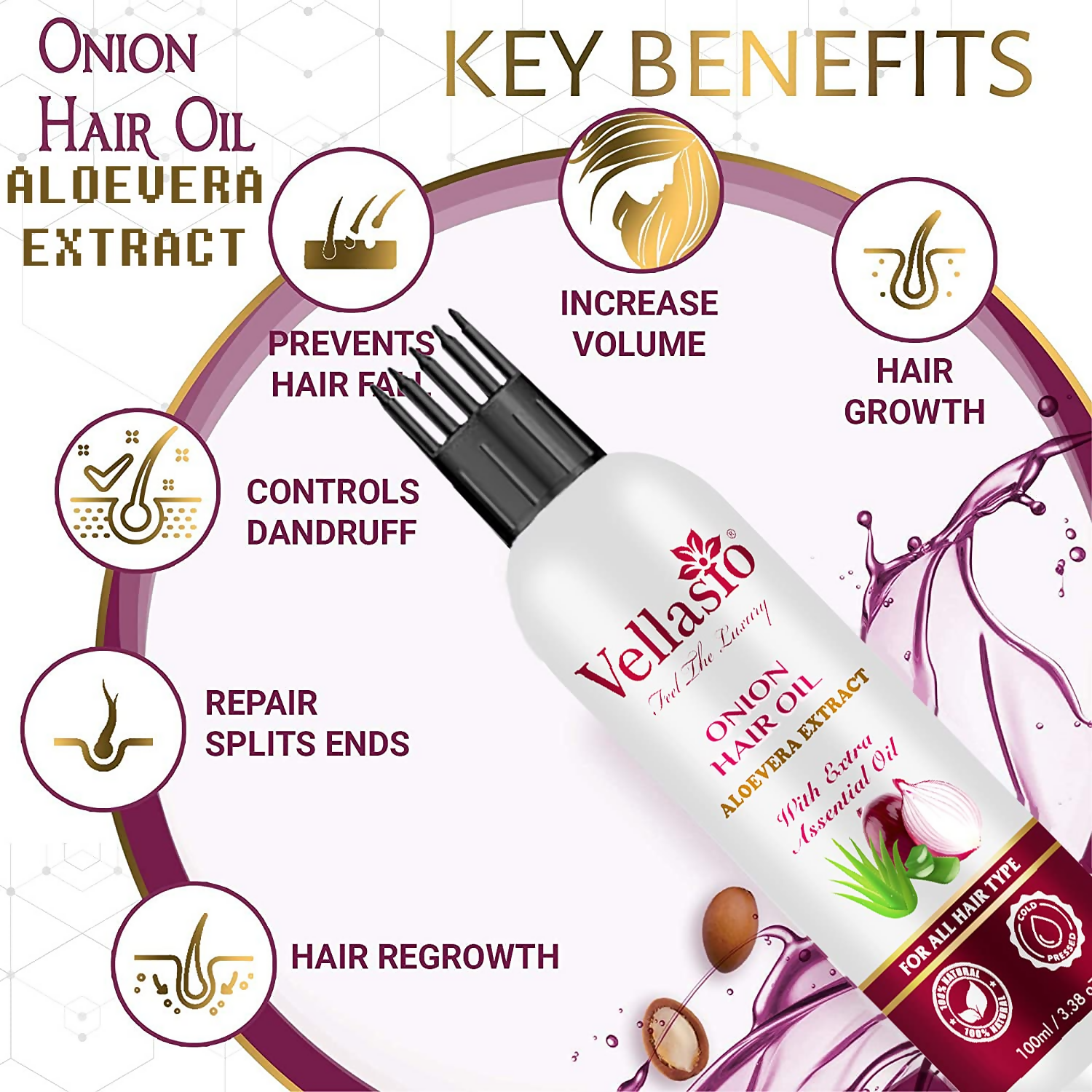 Vellasio Onion Aloevera Hair Oil & Ayurvedic Herbal Extracts  Grab2Buy Vellasio Grab2Buy