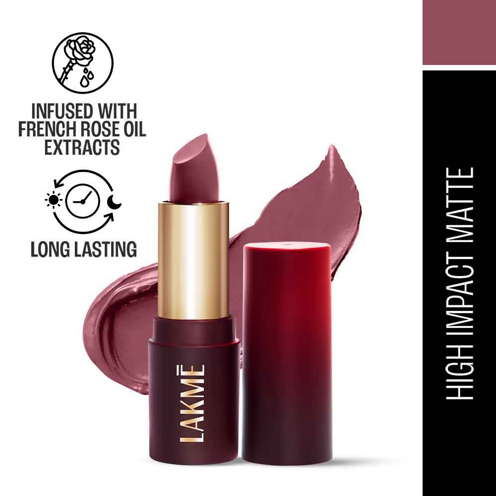 Lakme Forever Matte Lipstick, Made With French Rose Oil - Mauve Envy 
