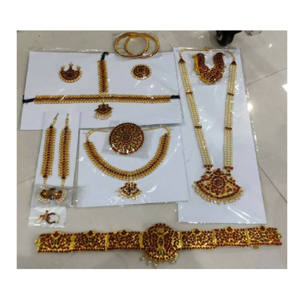 Elite trade Brass Gold Red Jewel Set Genie India