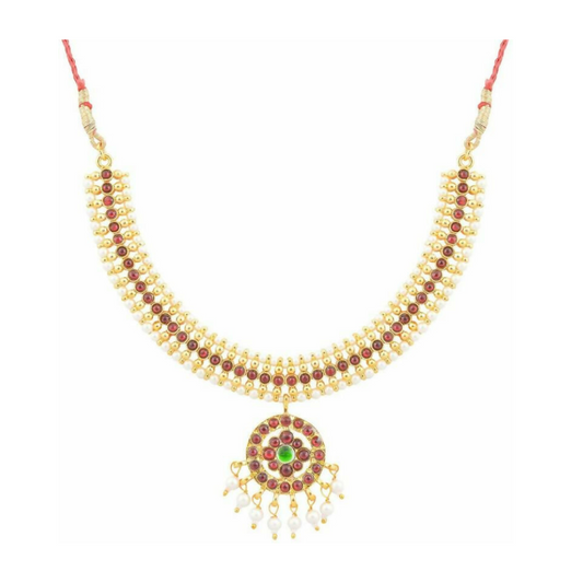 Elite trade Brass Gold Red Jewel Set Genie India