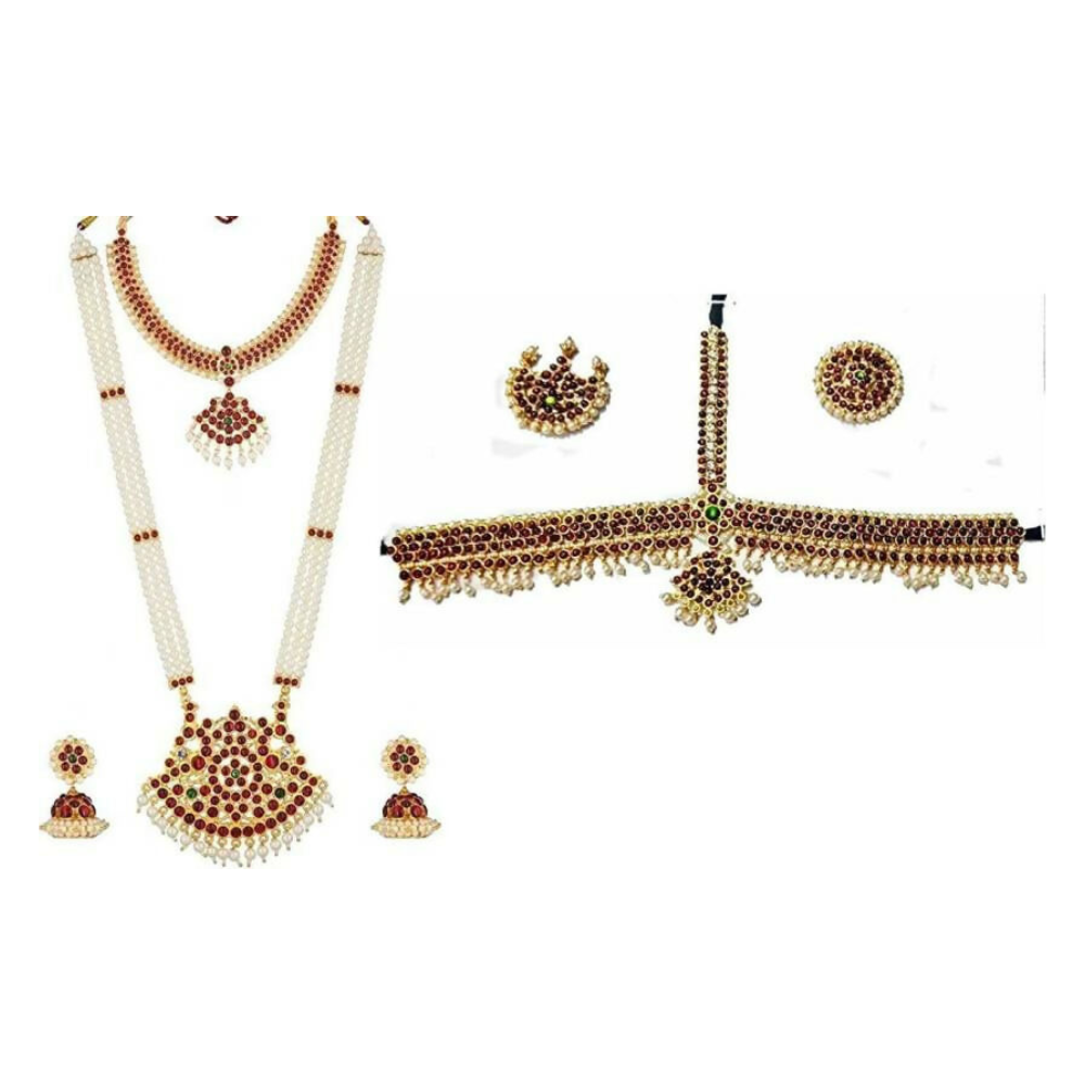 Elite trade Brass Alloy Gold Red Jewel Set Genie India
