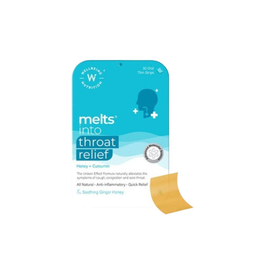 Wellbeing Nutrition Melts instant Throat Relief Oral Strips-Soothing Ginger Lemon Honey Flavor - Grab2buy