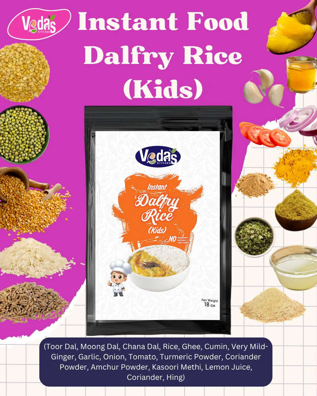 Vedas Kitchen Dal-Fry Rice (Kids)  Grab2Buy Vedas Kitchen Grab2Buy