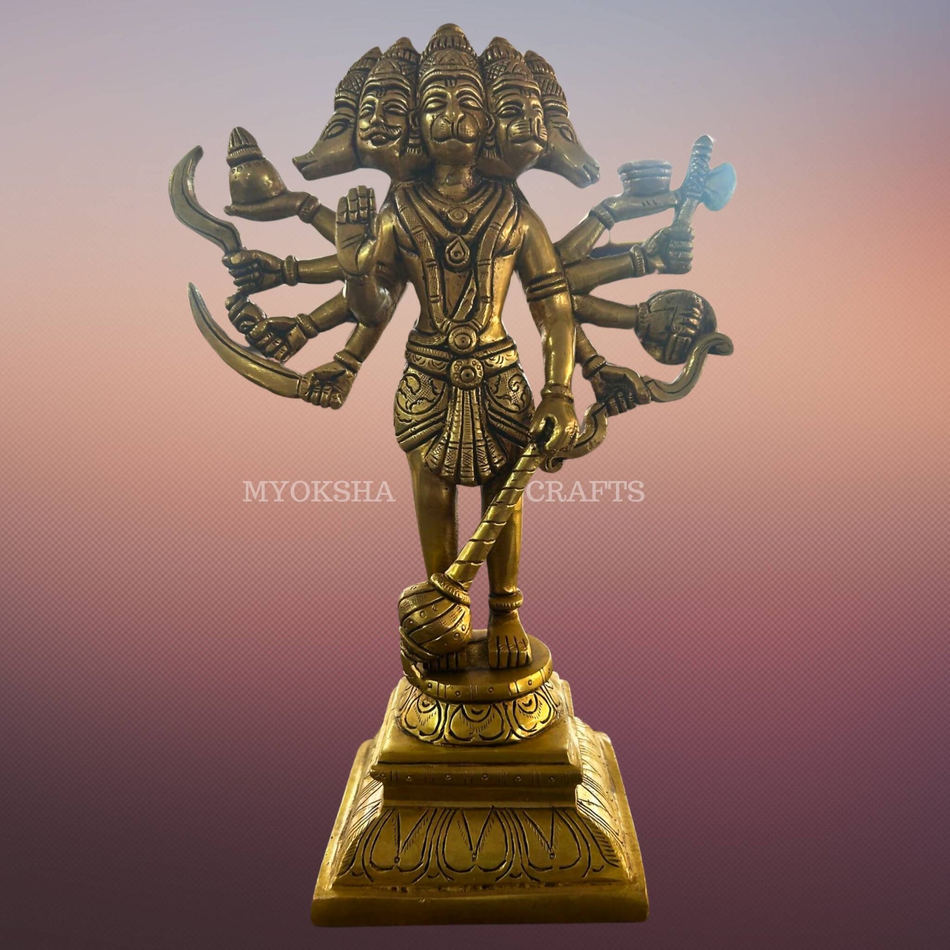 Brass Punchamuki Hanuman Statue - Grab2buy