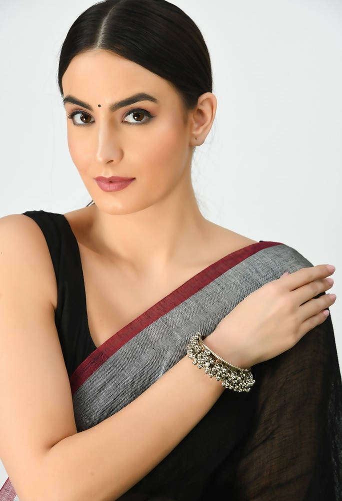 Mominos Fashion Kamal Johar Oxidised Silver-Plated Ghungroo Handcraft Alloy Bracelet 