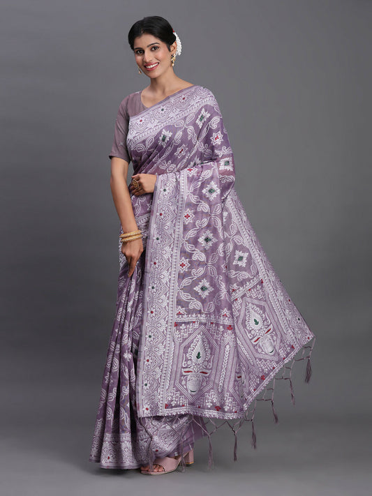 Shree Shyam Fashion Linen Cotton Violet Saree