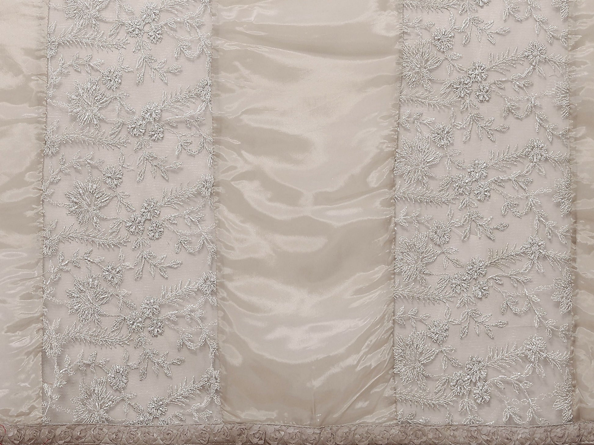 Grey Glass Tissue,Net Embroidered Saree With Stitched Blouse - Nimaya Kaksha