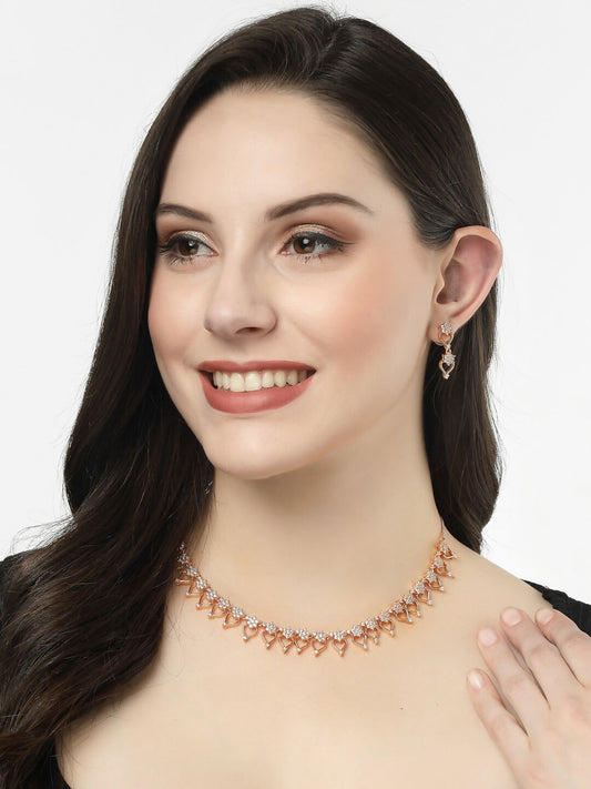 NVR Women's Gold-Plated American Diamond-Studded Handcrafted Jewellery Set - Grab2buy