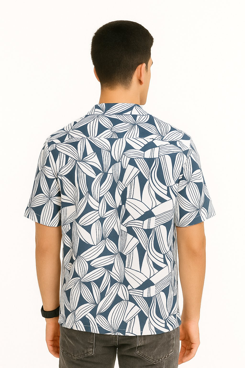 Fabmade Men’S Abstract Print Cuban Collar Shirt
