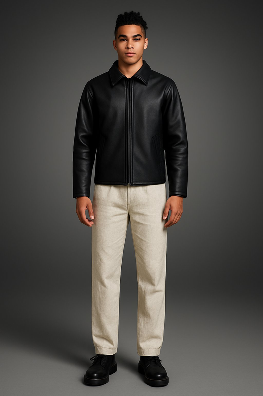 Fabmade Midnight Luxe Leather Jacket For Men