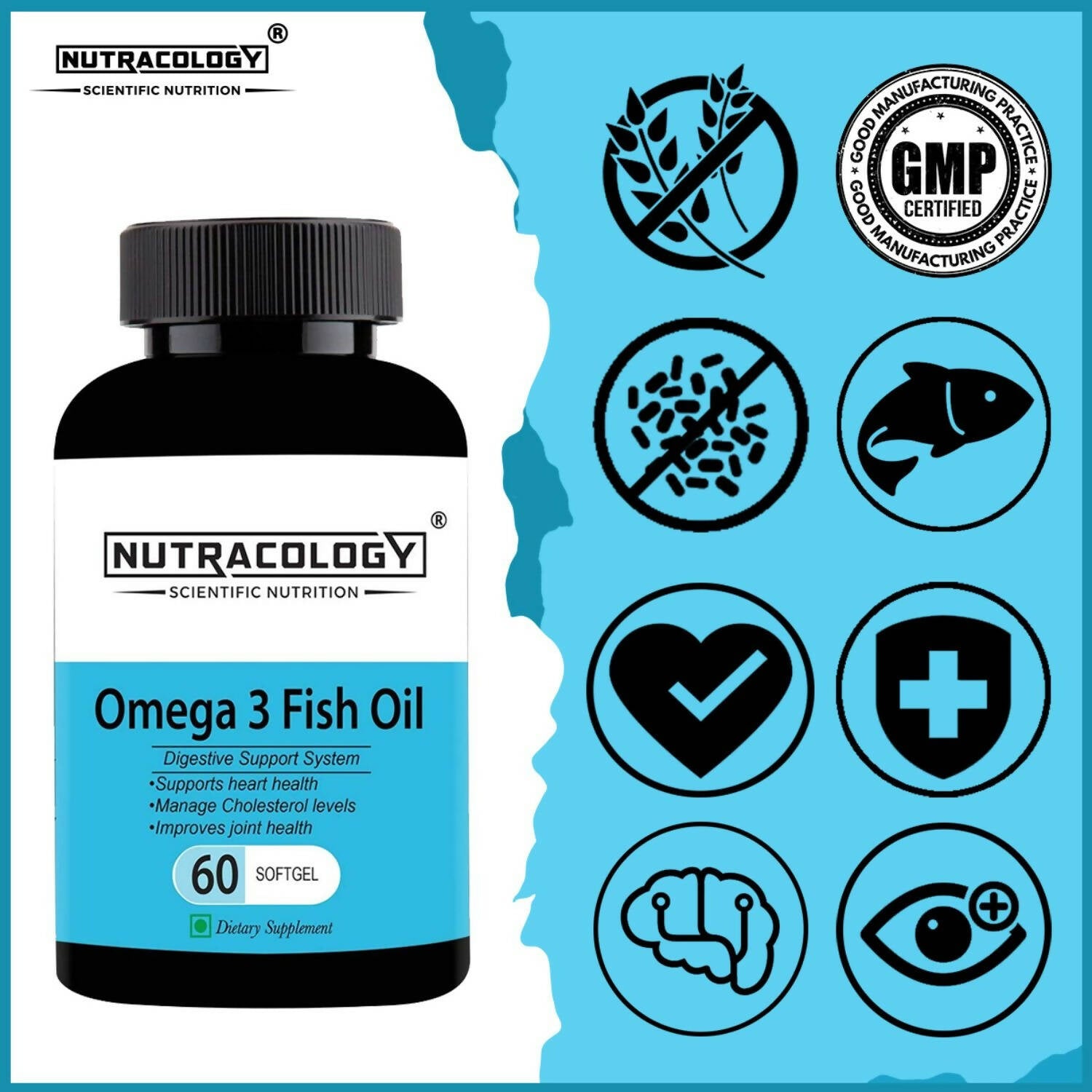 Nutracology Omega 3 Fish Oil 1000mg Capsules with Fish oil EPA + DHA Enriched Sofgels - Grab2buy