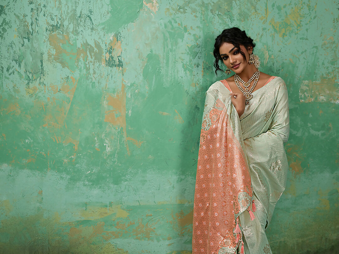 Shree Shyam Fashion Rama Green Linen Cotton Saree