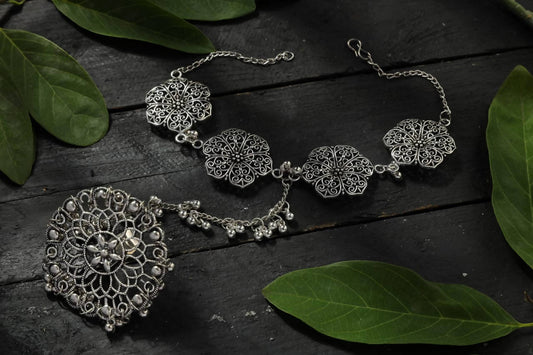 Mominos Fashion Oxidised Silver Plated Trendy Bracelet - Grab2buy