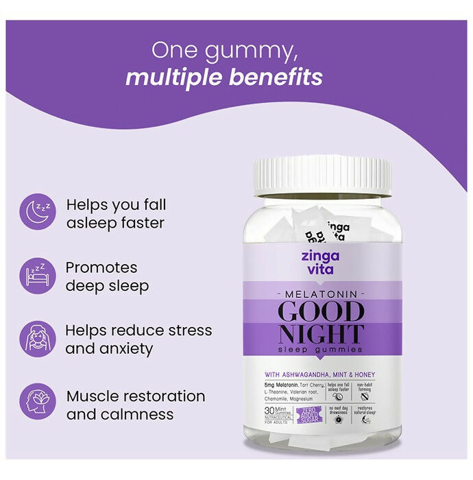 Zingavita Melatonin 5mg Good Night Sleep Gummies 