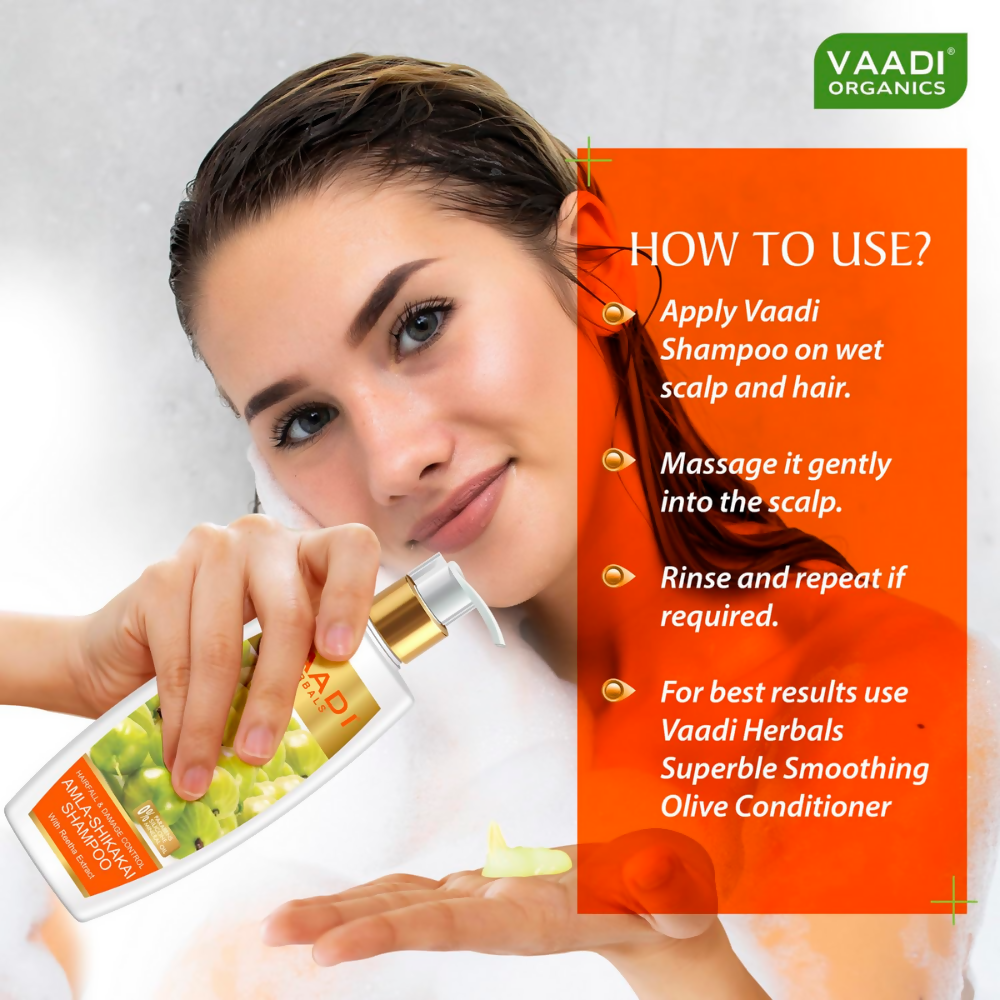 Vaadi Herbals Amla Shikakai Hair Fall and Damage Control Shampoo & Olive Conditioner 