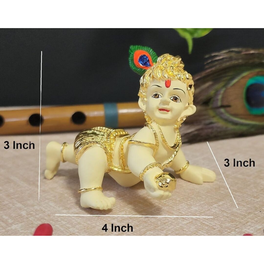 Gold Art India Silver Polished Matte Laddu Gopal Idol 