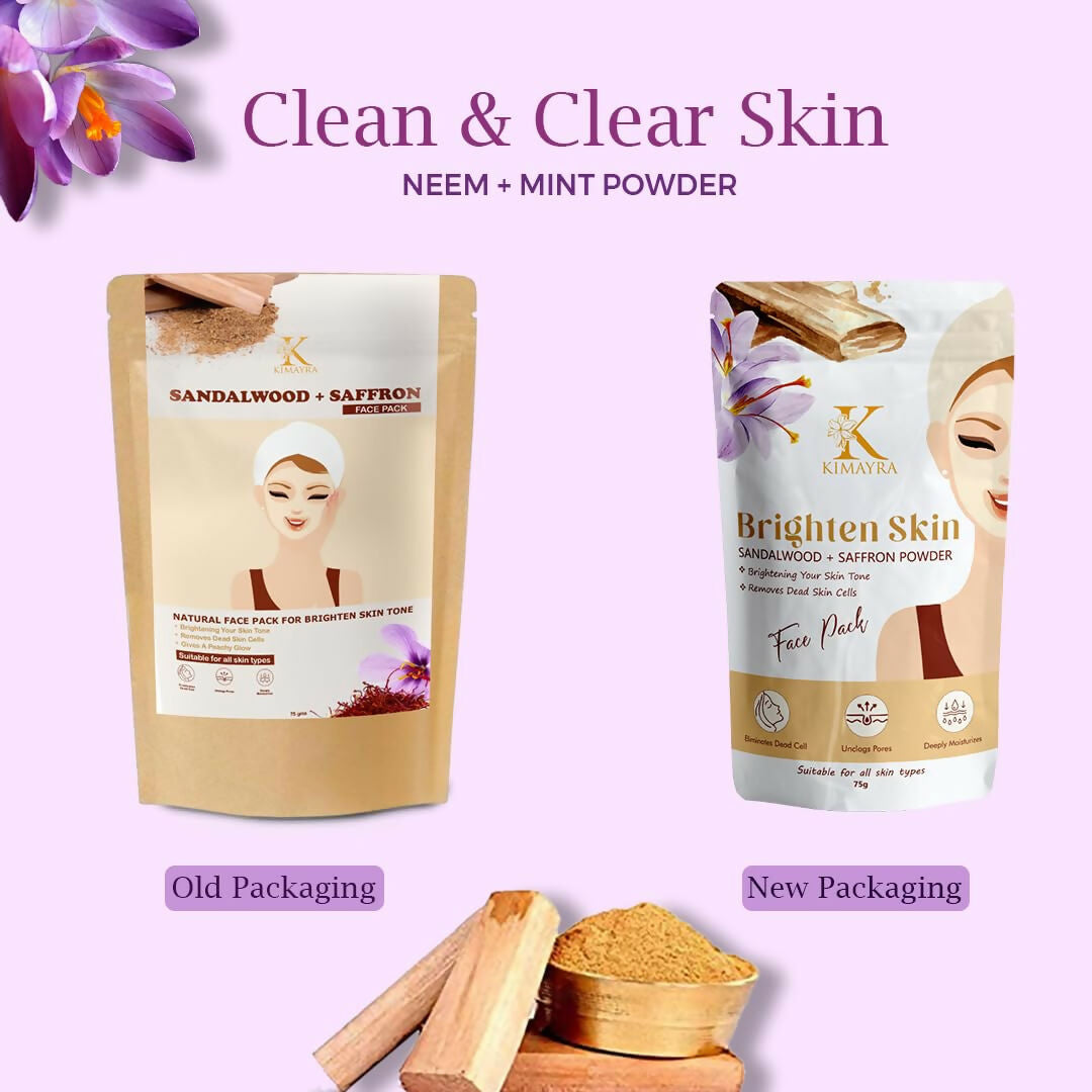 Kimayra Sandalwood + Saffron Face Pack Powder For Brighter Skin Tone, Helps In Anti-Ageing & Soothes Skin 