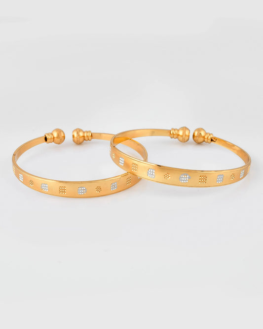 VOJ Stainless Steel Beads Gold-plated Bangle Set (Pack of 2) - Grab2buy