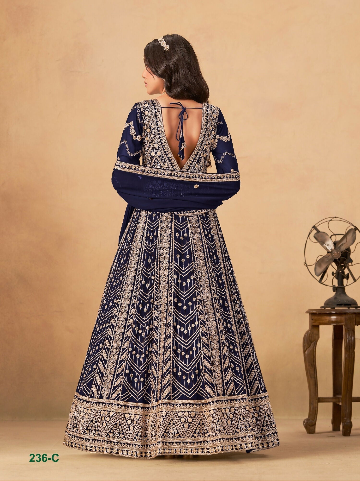 Anaita Navy Blue Faux Georgette Stitched Anarkali Suit with Heavy Embroidery Work