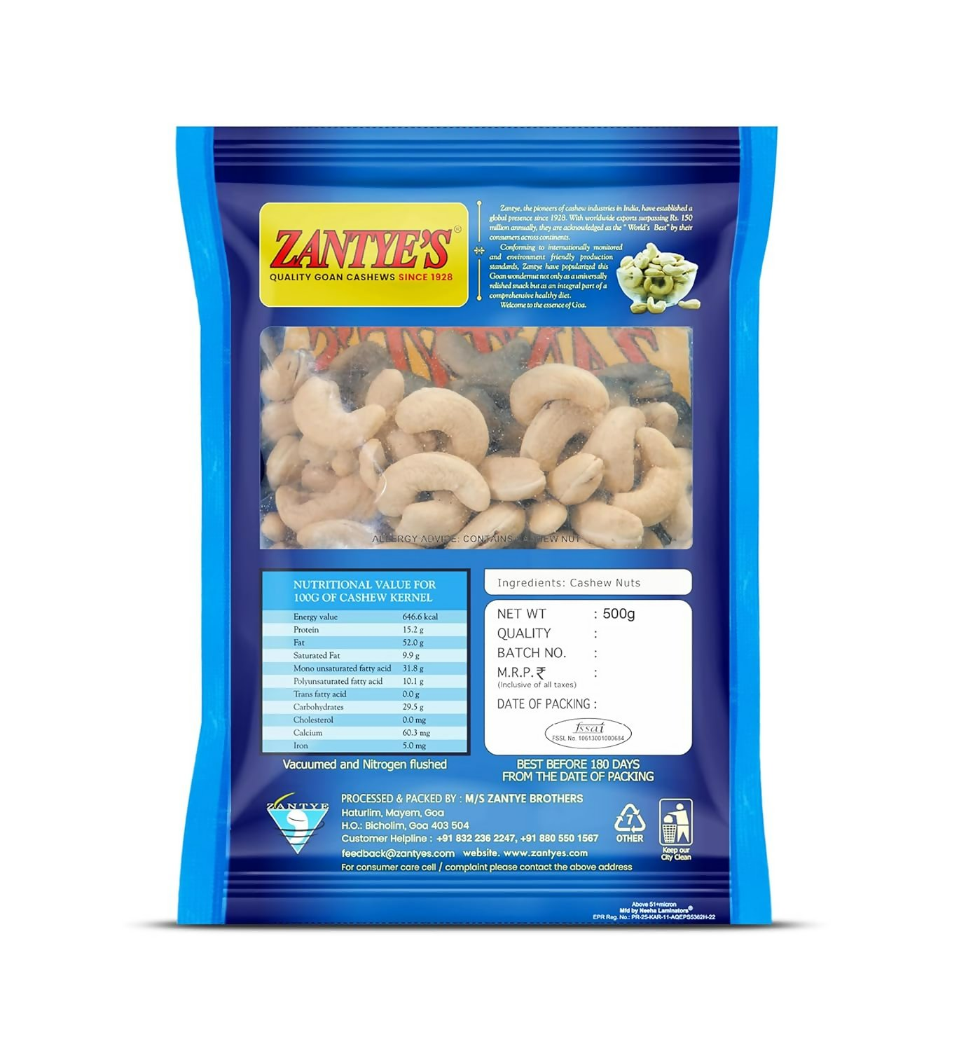 Zantye's Goan Cashew W320 Premium Kaju  Grab2Buy Zantye's Grab2Buy