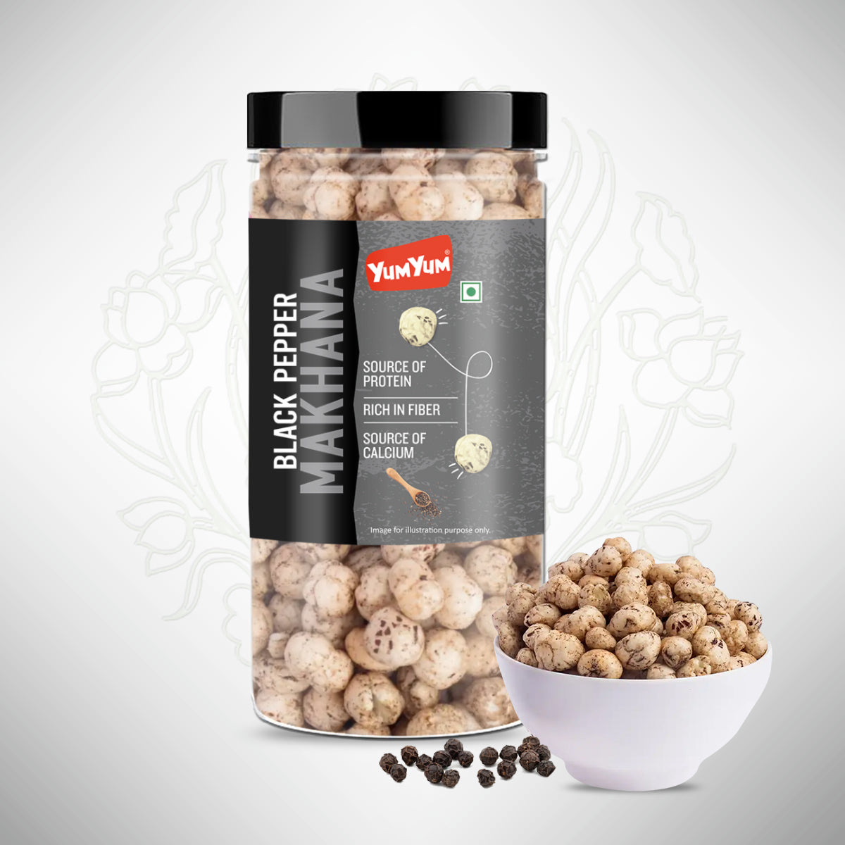Yum Yum Black Pepper Makhana Jar  Grab2Buy Yum Yum Grab2Buy