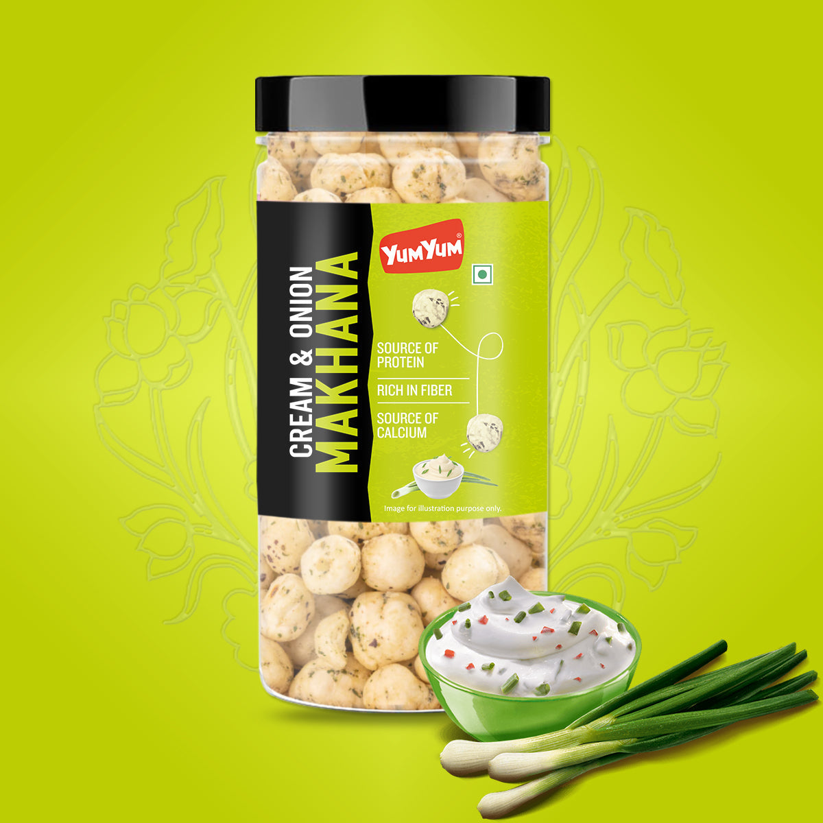Yum Yum Cream & Onion Makhana Jar  Grab2Buy Yum Yum Grab2Buy