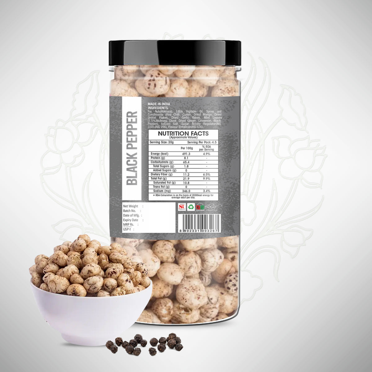 Yum Yum Black Pepper Makhana Jar  Grab2Buy Yum Yum Grab2Buy